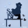 Cake Topper con disegno Sposi, Personalizzato con iniziali e cuore