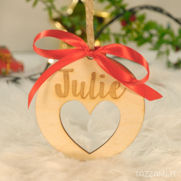 Pallina per Albero di Natale Personalizzato con nome e foro cuore