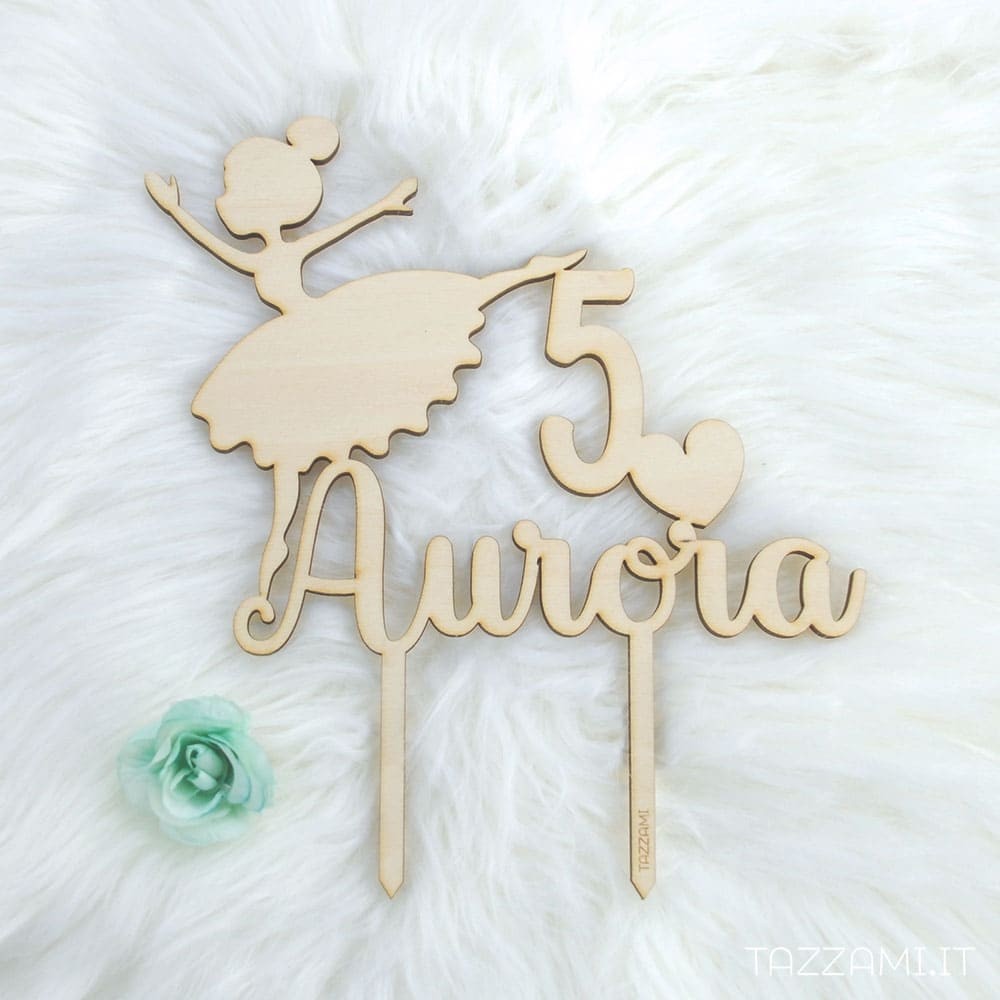 Cake topper Compleanno con Ballerina personalizzato con Nome e Anni