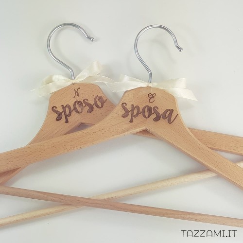 Coppia di grucce matrimonio Sposo e Sposa con iniziali Personalizzate