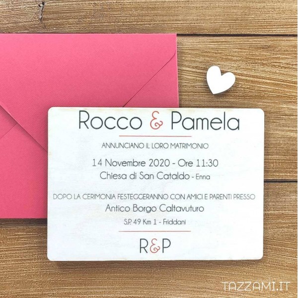 Partecipazione Matrimonio orizzontale con stile Minimal