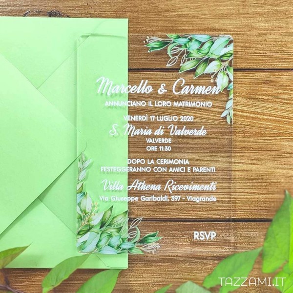 Partecipazione per Matrimonio con tema Piante ed Eugenia decorativa