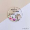 Tag Matrimonio Tema viaggio e fiori, personalizzato con Nomi sposi