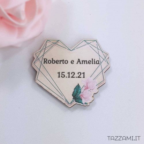 Tag Segnaposto Matrimonio Cuore geometrico personalizzato Nomi sposi