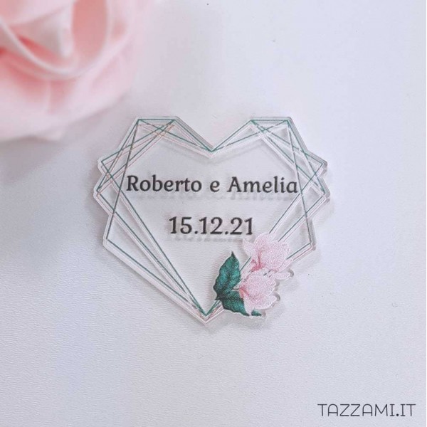 Tag Segnaposto Matrimonio Cuore geometrico personalizzato Nomi sposi