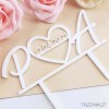 Cake topper Matrimonio, con Iniziali Sposi, cuore vuoto e Data nozze