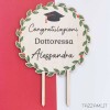 Cake topper per Laurea, Personalizzato con Nome, corona e tocco