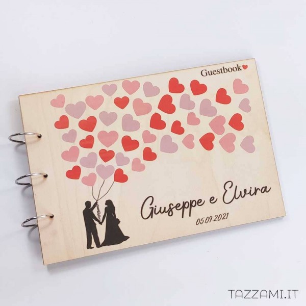 Guestbook Matrimonio tema amore, Personalizzato con Nomi e Data sposi