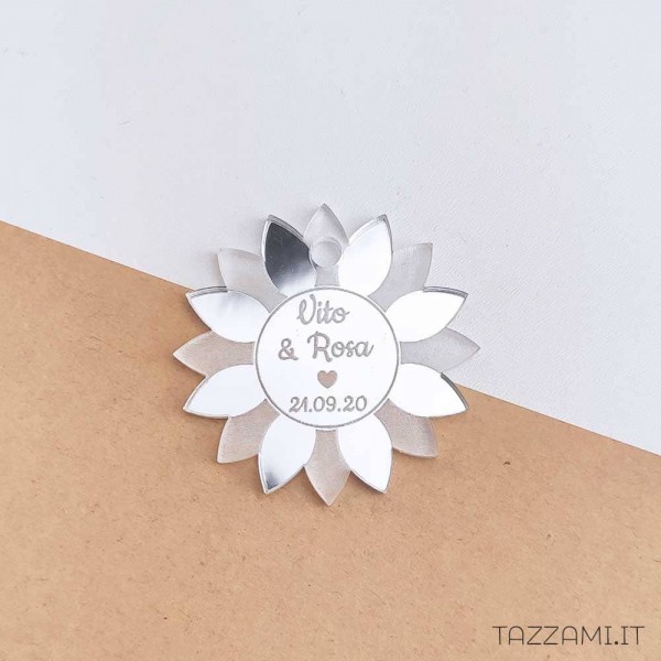 Tag Bomboniere Matrimonio tema Girasole personalizzato con nomi sposi