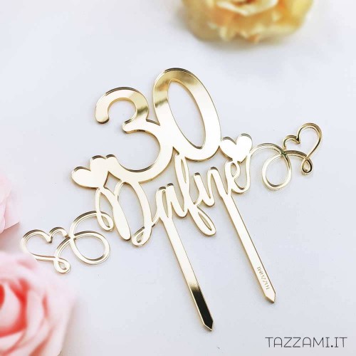 Cake topper Compleanno Personalizzato con Nome e Anni