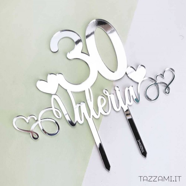 Cake topper Compleanno Personalizzato con Nome e Anni