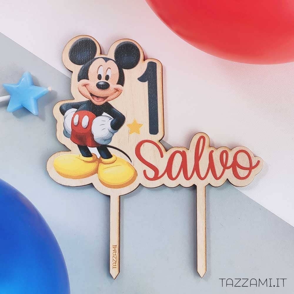 Cake topper per Compleanno Topolino con Nome e numero Anni