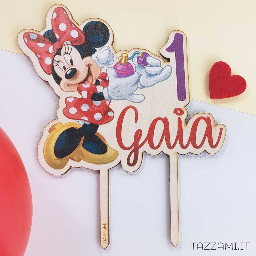 Cake topper Topolina con Nome e numero Anni per Compleanno