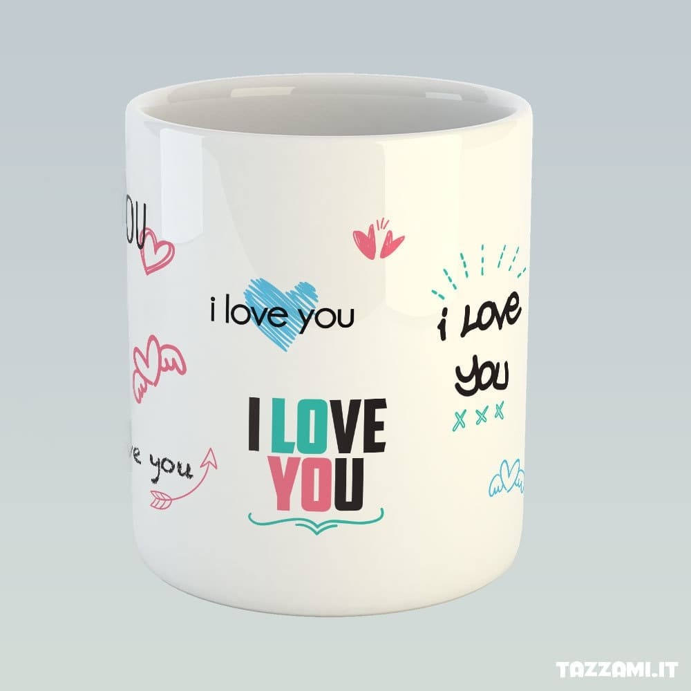 RICE Tazza in ceramica Hand-painted LOVE - ⌀ 8,5 x h 9,5 cm - | Tutto ciò che ti serve per abbellire casa a prezzi imbattibili