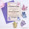 Invito per Battesimo con decorazioni Farfalle Colorate