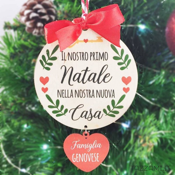 Pallina Natale Personalizzata con Nome della Famiglia e Cuore