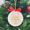 Pallina Natale, legno e plexiglas con ghiaccio e dedica Personalizzata