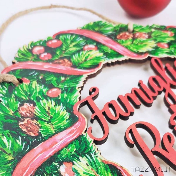Ghirlanda di Natale in Legno Personalizzata con il Nome della Famiglia