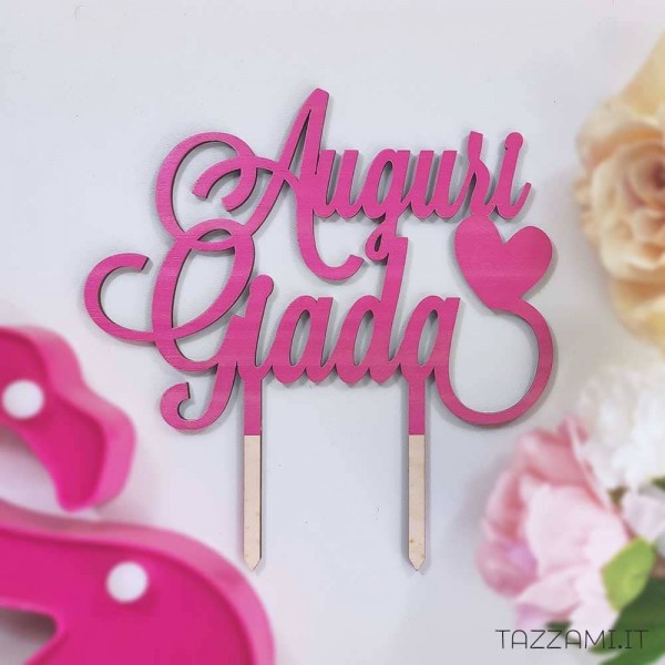 Cake topper Compleanno colorato e Personalizzato con Nome
