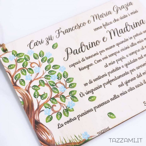 Lettera Ai Padrini Di Battesimo Targa di ringraziamento per Madrina e Padrino di Battesimo