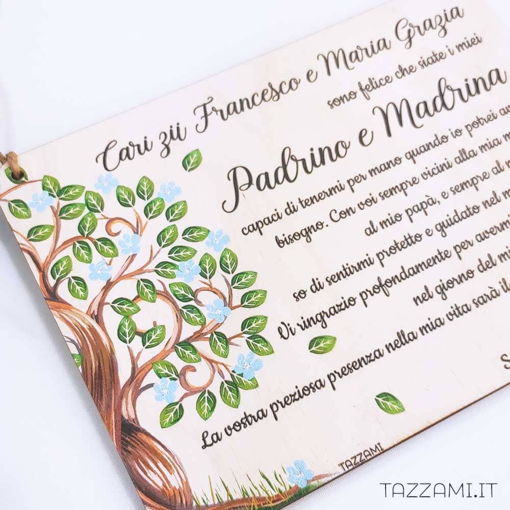 Lettera Di Una Madrina Per Il Battesimo Targa di ringraziamento per Madrina e Padrino di Battesimo