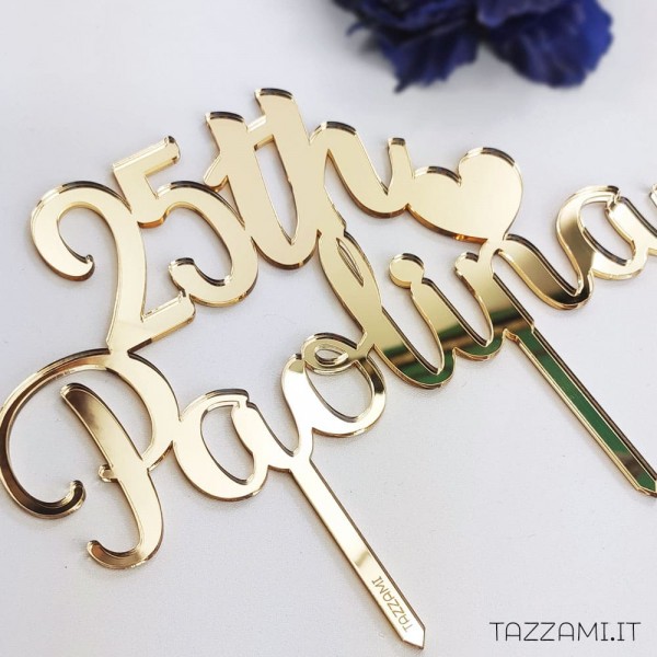 Cake topper Compleanno inglese Personalizzato con numero anni e Nome