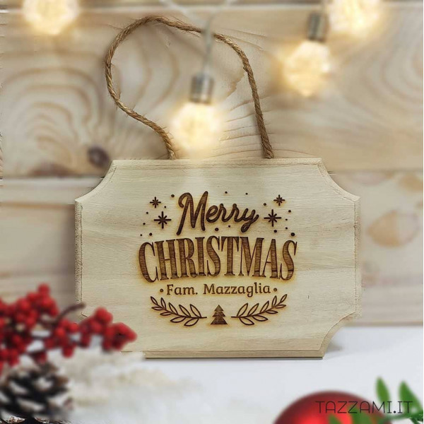 Fuoriporta Natale in legno Personalizzato con Nome della Famiglia