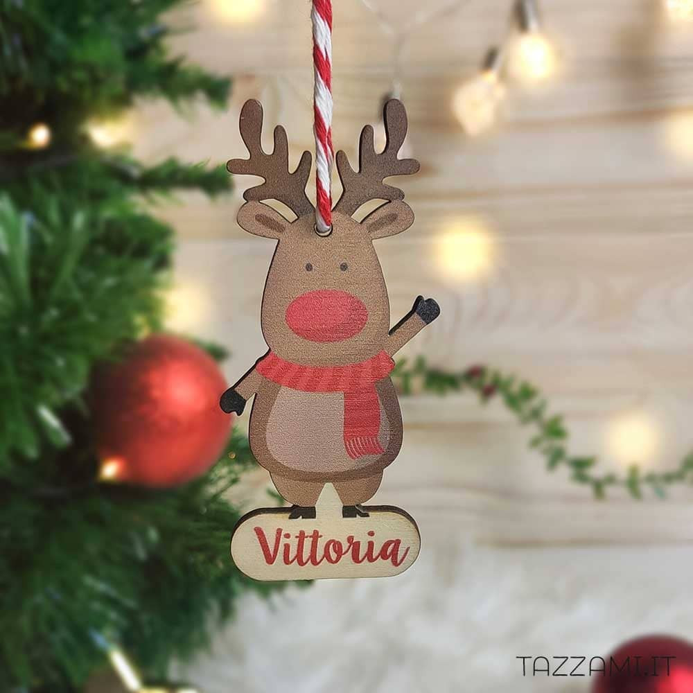Addobbo di Natale forma di Renna personalizzato con nome Addobbo di Natale forma di Renna personalizzato con nome