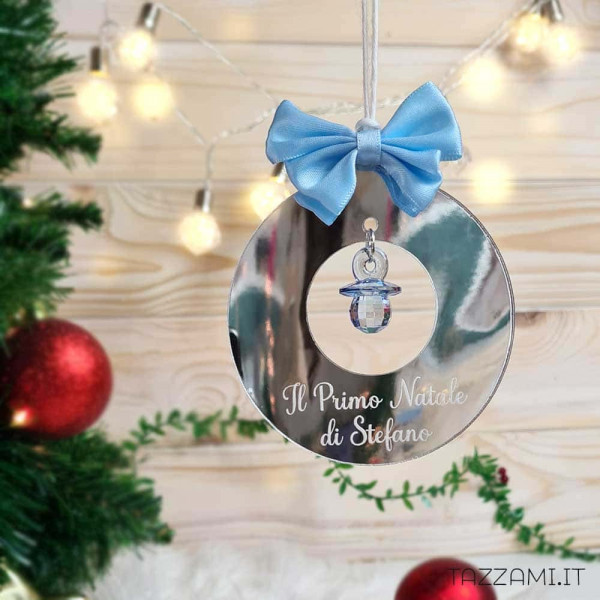 Pallina con ciuccio primo Natale personalizzato con nome bambino