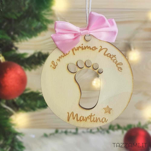 Pallina di Natale con Piedino e Nome del Bambino