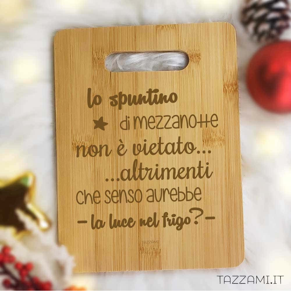 Tagliere in legno di bambù con Incisione e Frase sullo Spuntino