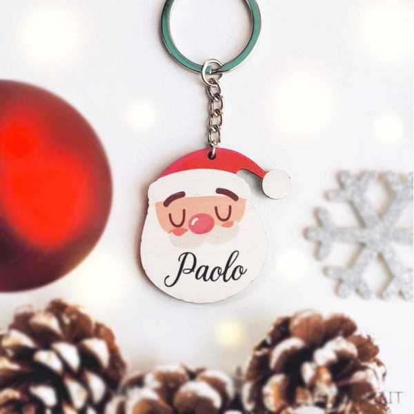 Portachiavi babbo Natale, idea Regalo, Personalizzato con Nome