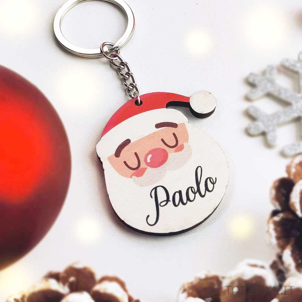 Portachiavi babbo Natale, idea Regalo, Personalizzato con Nome