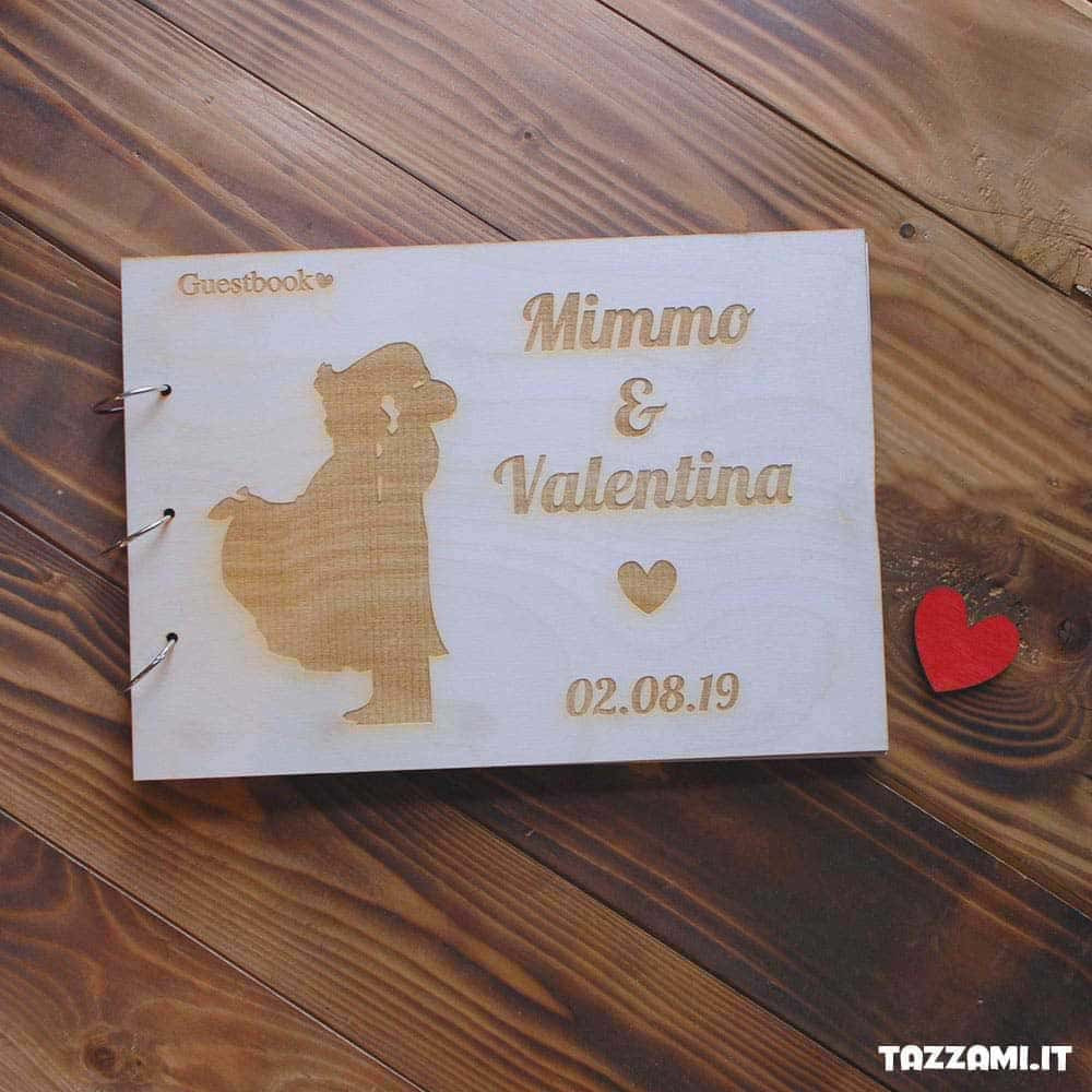 Guestbook Matrimonio, in legno, Personalizzato con Nomi e Data sposi