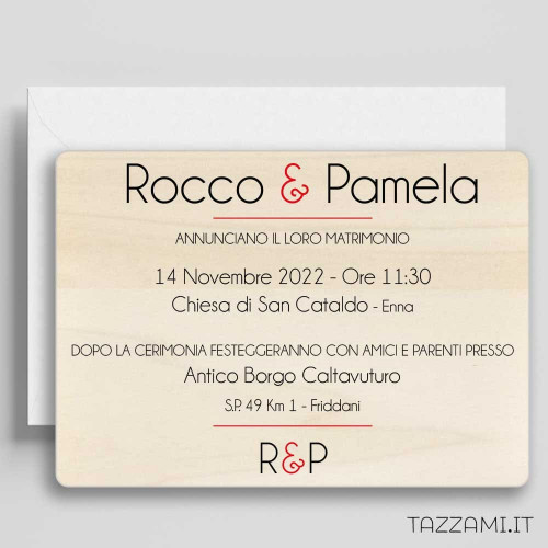 Partecipazione Matrimonio orizzontale con stile Minimal