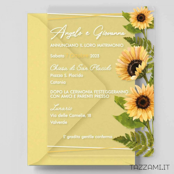 Partecipazione per Matrimonio con tema Girasole Giallo