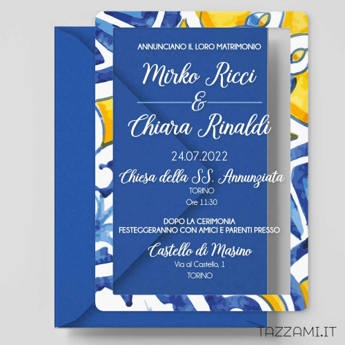 Partecipazione Matrimonio Plexiglass con mattonella Siciliana