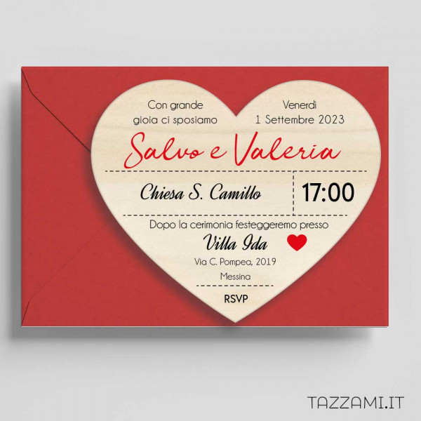 Partecipazione Matrimonio minimal con forma a Cuore