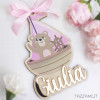 Fiocco Nascita in legno Orso Personalizzato con Nome Bambino plexiglas