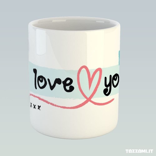 Tazza con freccia lunga e scritta I love You, idea Regalo Fidanzati