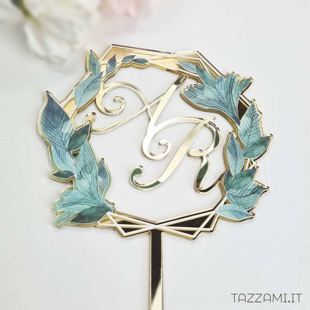 Personalizzato Iniziali Torta Topper In Legno Per Matrimonio O Compleanno - Stile 03 - 6