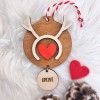 Pallina Natale in stile nordico personalizzata con nome, cuore e Renna