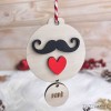 Pallina Natale in stile nordico personalizzata con nome, cuore e Baffo