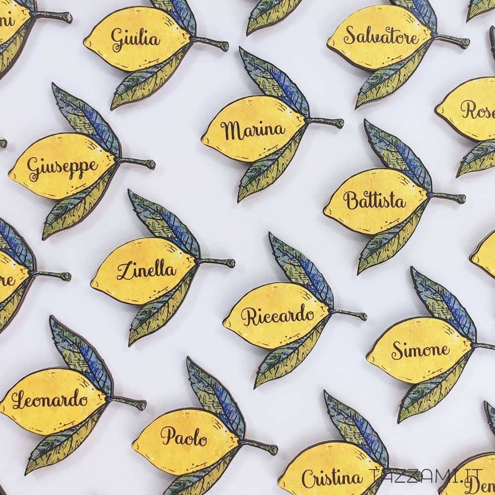 Segnaposto Matrimonio Limone colorato Personalizzato con nomi invitati