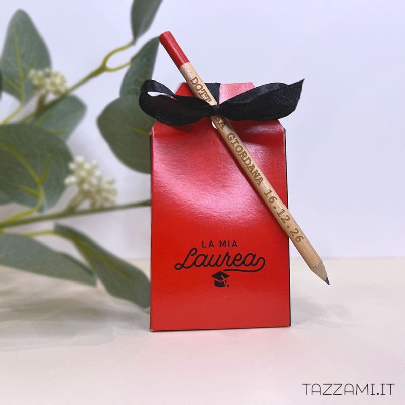 Scatolina Bomboniera Laurea con Matita Personalizzata con nome e data Scatolina Bomboniera Laurea con Matita Personalizzata con nome e data