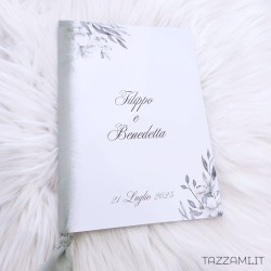 Libretto Messa da Matrimonio A5 foglie e fiori bianchi