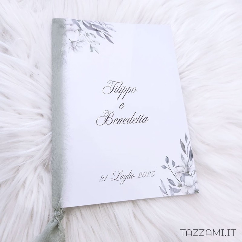 Libretto Messa da Matrimonio A5 foglie e fiori bianchi Libretto Messa da Matrimonio A5 foglie e fiori bianchi