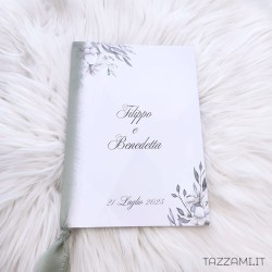 Libretto Messa da Matrimonio A5 foglie e fiori bianchi