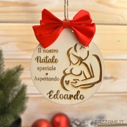Pallina Natale Gravidanza Coppia, Personalizzata con Nome del Bambino