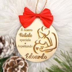 Pallina Natale Gravidanza Coppia, Personalizzata con Nome del Bambino